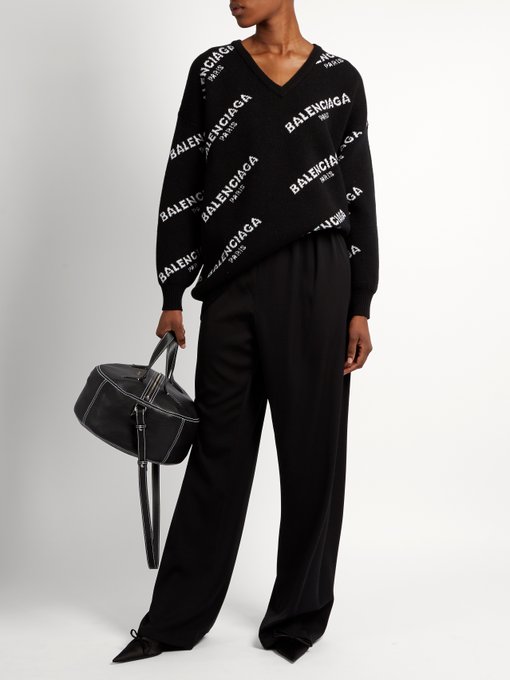 BALENCIAGA Fischer High-Rise Stretch Silk-Blend Trousers, Colour: Black ...