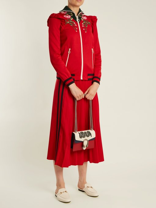 Contrast-stripe pleated midi skirt | Gucci | MATCHESFASHION UK