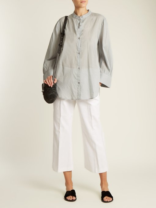 Aster poet-sleeve cotton-voile shirt展示图