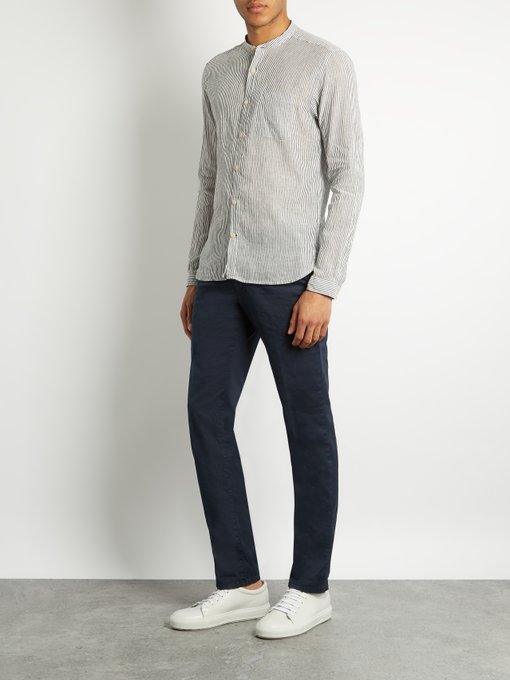 Grandad-collar linen-blend shirt | Oliver Spencer | MATCHESFASHION US