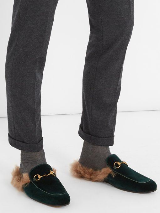 gucci princetown fur loafers