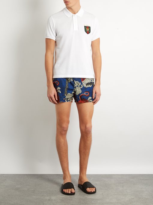 gucci print swim trunks