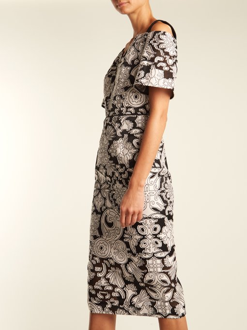 Awalton cut-out shoulder floral fil-coupé dress展示图
