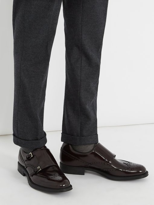 Double monk-strap leather shoes | Prada 