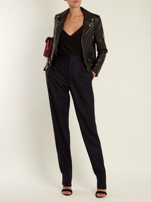 High-rise wool-flannel trousers | Saint Laurent | MATCHESFASHION UK