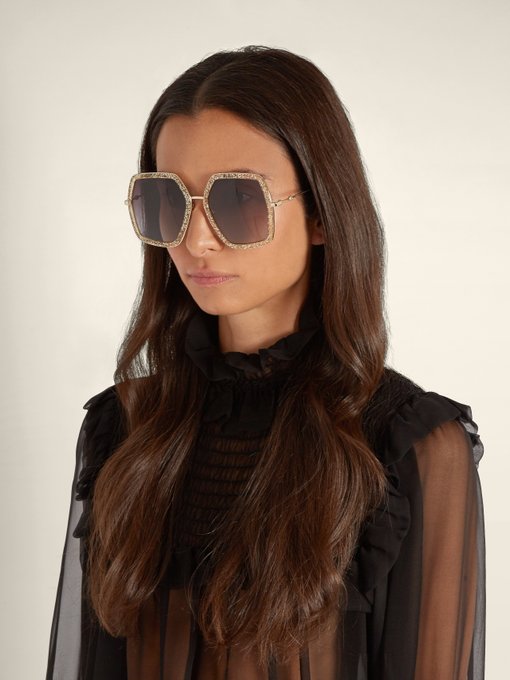 Oversized hexagon-frame sunglasses | Gucci | MATCHESFASHION US