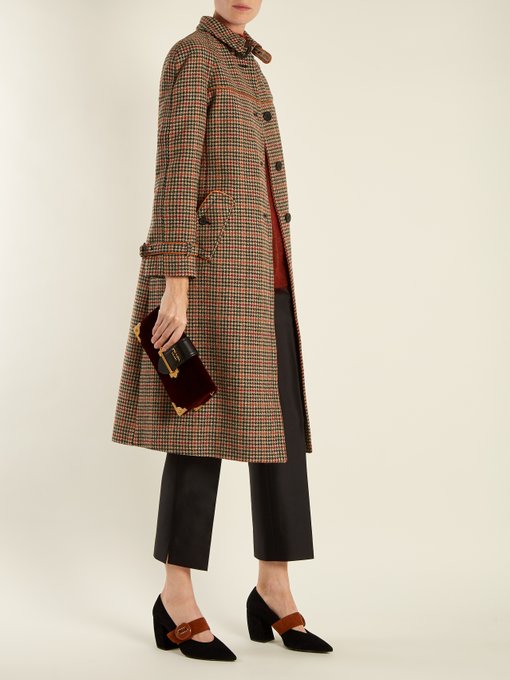 Leather-trimmed checked trench coat | Prada | MATCHESFASHION US