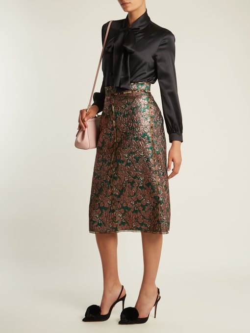 High-rise leaf-brocade midi skirt | Dolce & Gabbana | MATCHESFASHION.COM US