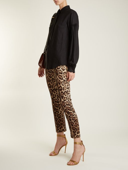 Skinny-leg leopard-print stretch-silk trousers | Dolce & Gabbana ...