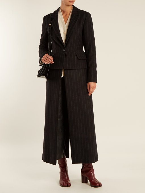 Detachable-hem striped wool-blend coat | MM6 Maison Margiela