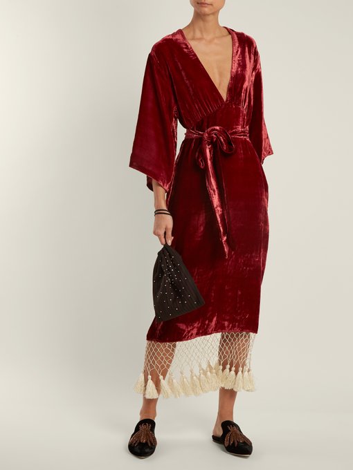 Leonard tassel-hem velvet dress | RHODE | MATCHESFASHION US