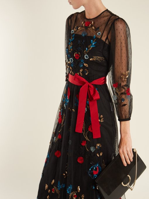 Floral-embroidered sheer tulle dress | REDValentino | MATCHESFASHION US