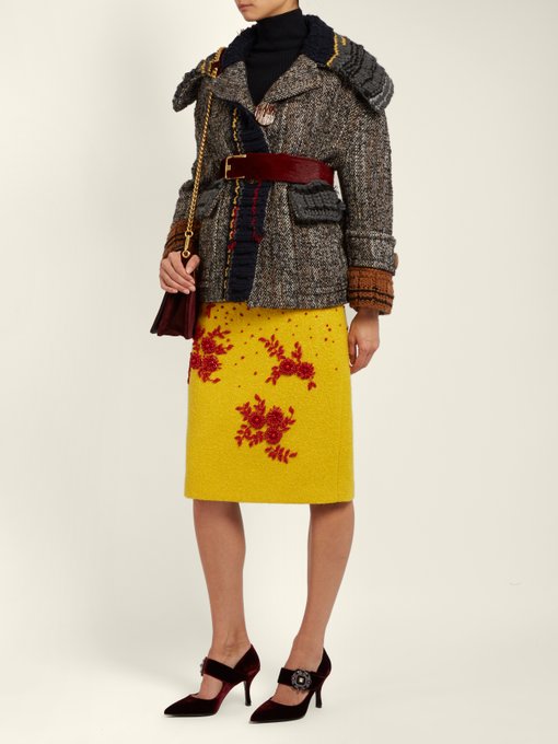Bead-embellished wool-blend bouclé skirt | Prada | MATCHESFASHION UK