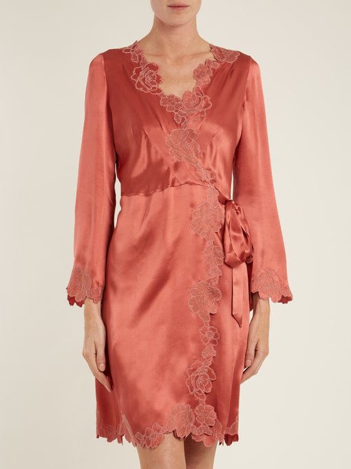 Lace-trimmed silk-satin robe展示图