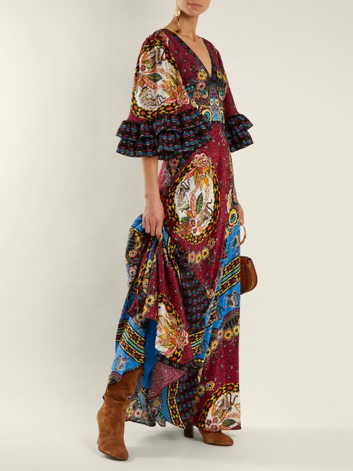 Jungle-print V-neck silk-satin gown | Etro | MATCHESFASHION UK