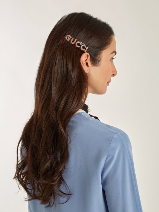 Crystal-embellished logo-motif hair comb | Gucci | MATCHESFASHION.COM US