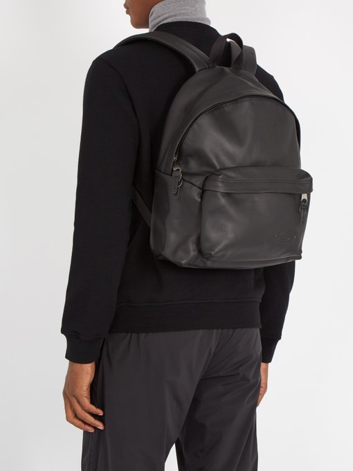 eastpak leather backpack