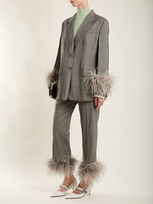 Feather-cuff tailored suit-jacket展示图