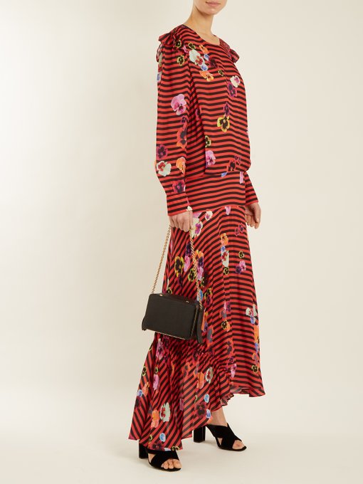 Aaliyah pansy-print and striped crepe dress展示图