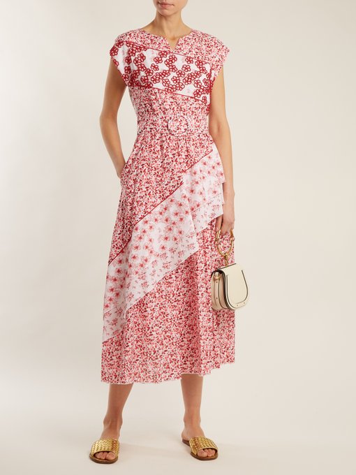 Contrast-panel floral-print cotton dress展示图