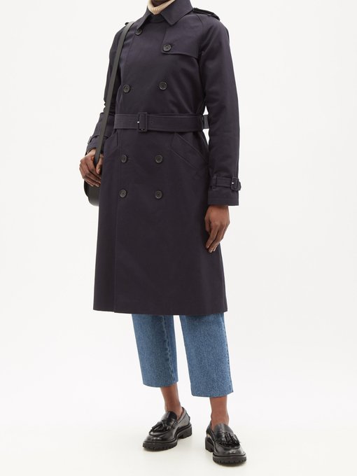 Greta double-breasted cotton trench coat展示图