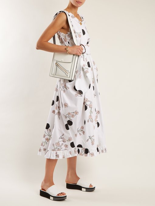 Ruffle-trimmed polka dot-print cotton dress展示图