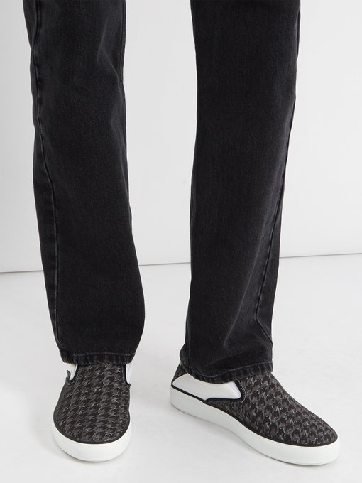 Houndstooth-print slip-on low-top woven trainers展示图