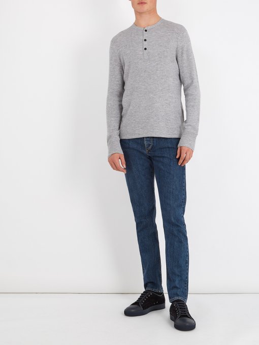 Gregory long-sleeved wool-blend henley top展示图