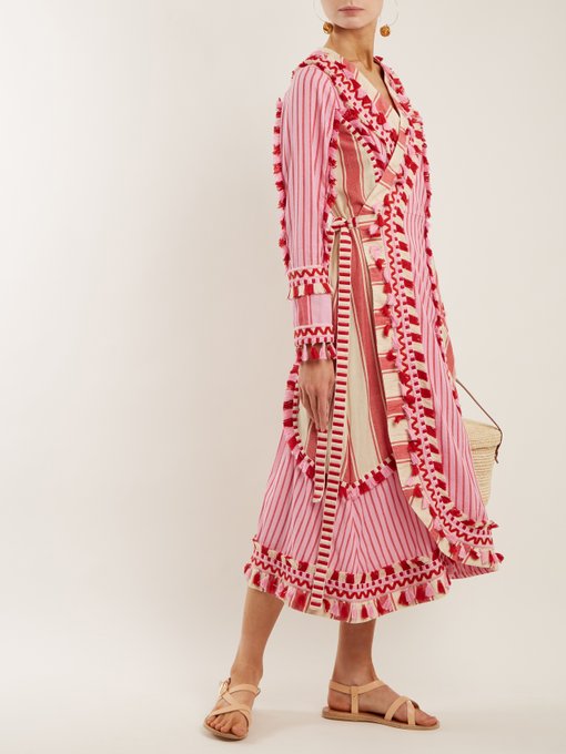 Miranda embroidered striped cotton wrap dress | Dodo Bar Or ...