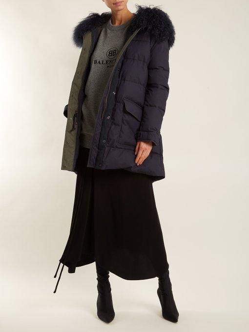 Mongolian-fur lined padded coat展示图