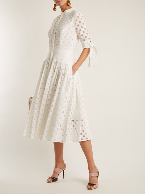 Polka-dot pleated dress | Carolina Herrera | MATCHESFASHION US