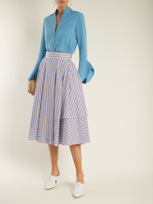 Daphne striped cotton-poplin midi skirt | Dovima Paris | MATCHESFASHION UK