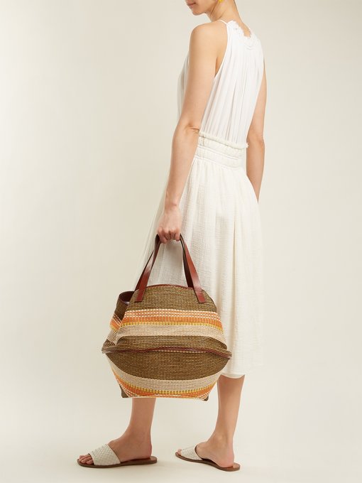 Party raffia and leather basket bag展示图