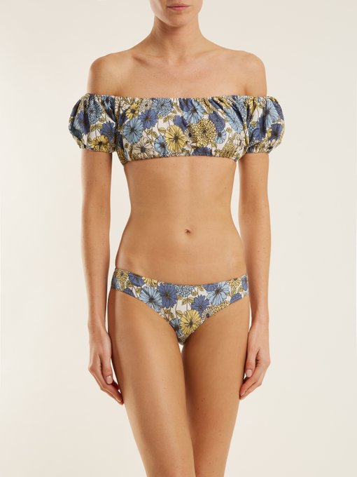 Leandra off-the-shoulder floral-print bikini展示图