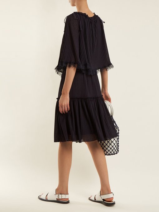 Lace-trimmed ribbed-knit dress展示图