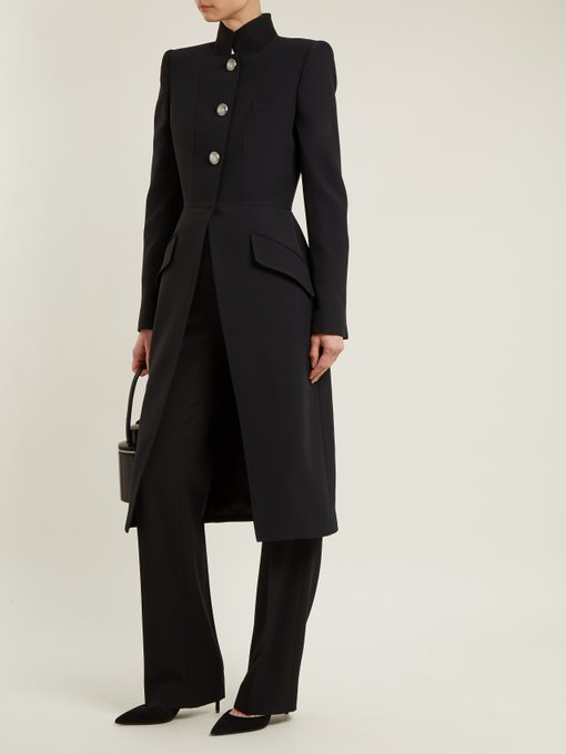 Stand-collar button-detail wool coat | Alexander McQueen ...