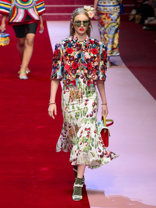 Vegetable-print square-neck dress | Dolce & Gabbana | MATCHESFASHION US