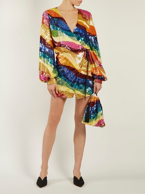 Rainbow-striped sequin dress | Attico | MATCHESFASHION.COM US