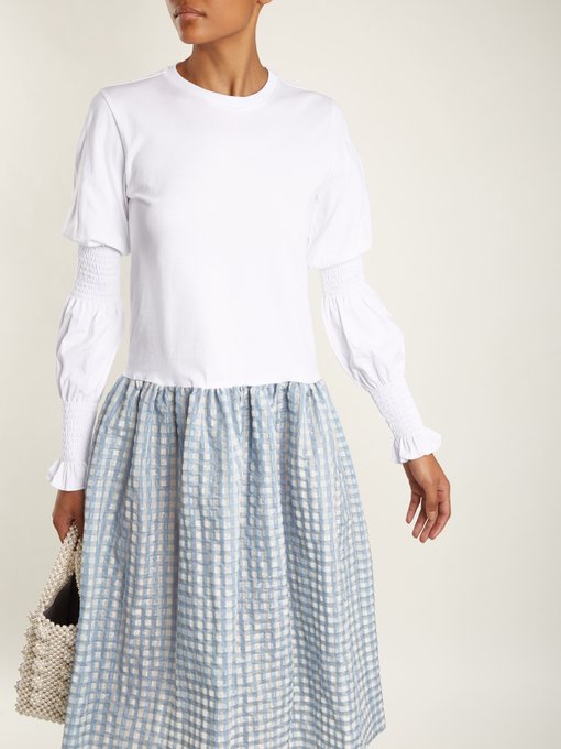 Juniper contrast gingham and cotton-jersey dress展示图