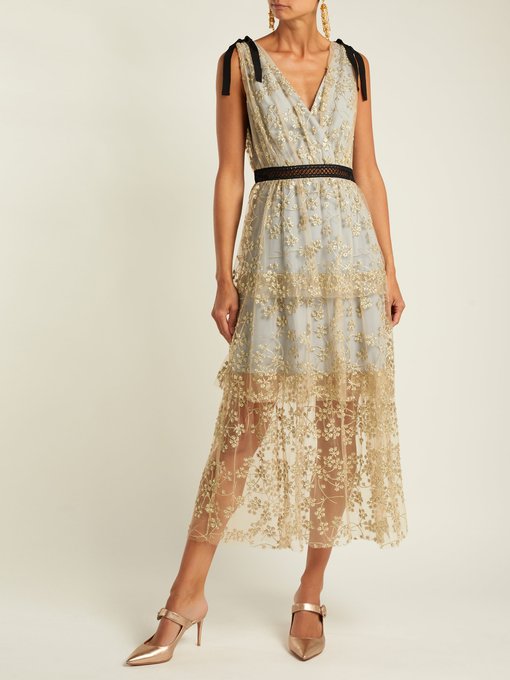 Self Portrait Floral Embroidered Midi Dress Online Sales, UP TO 70 