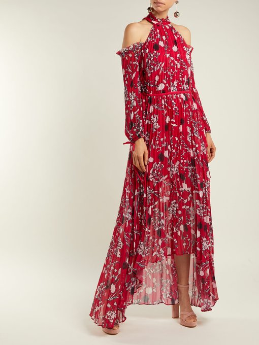 Floral print pleated midi dress | Self-Portrait | MATCHESFASHION UK