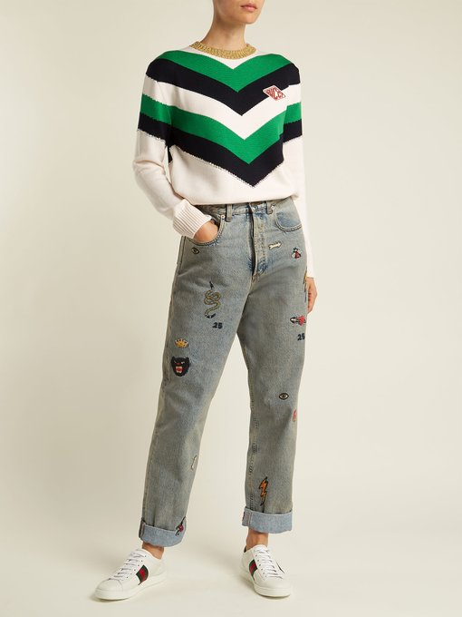 80年代风刺绣全棉牛仔裤展示图