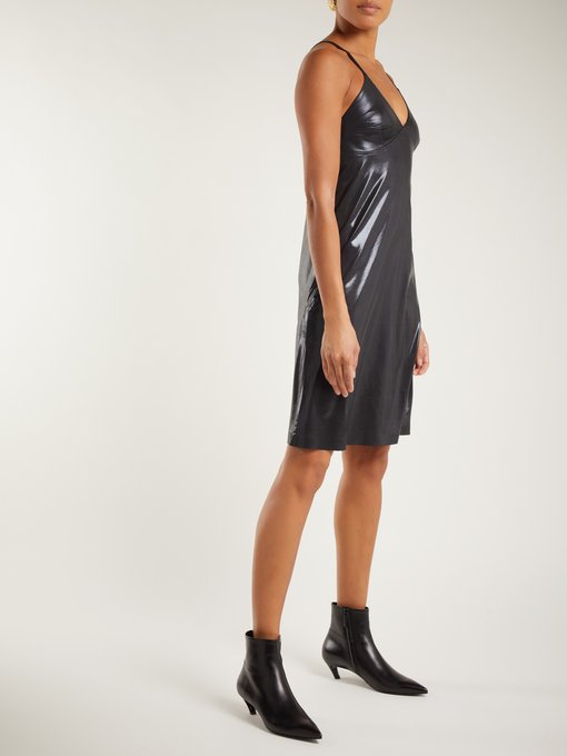 V-neck metallic slip dress展示图