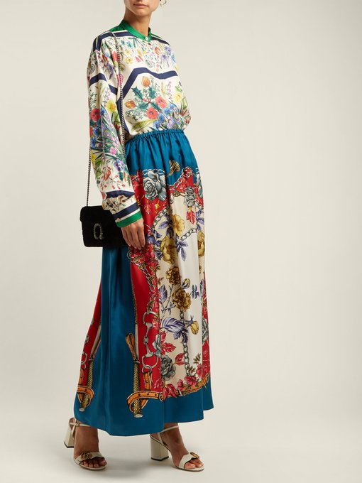 Boudoir floral-print silk-twill maxi skirt展示图