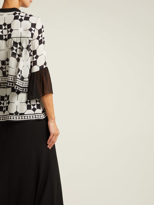 Milana tile-print silk-georgette top展示图