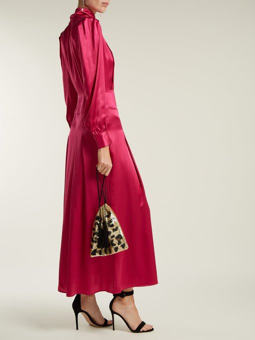 Pleated panelled silk-satin dress展示图