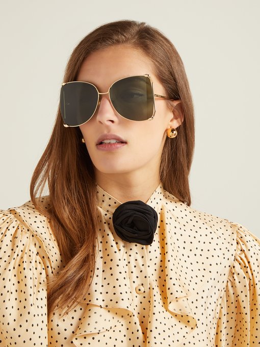 Oversized butterfly metal sunglasses 