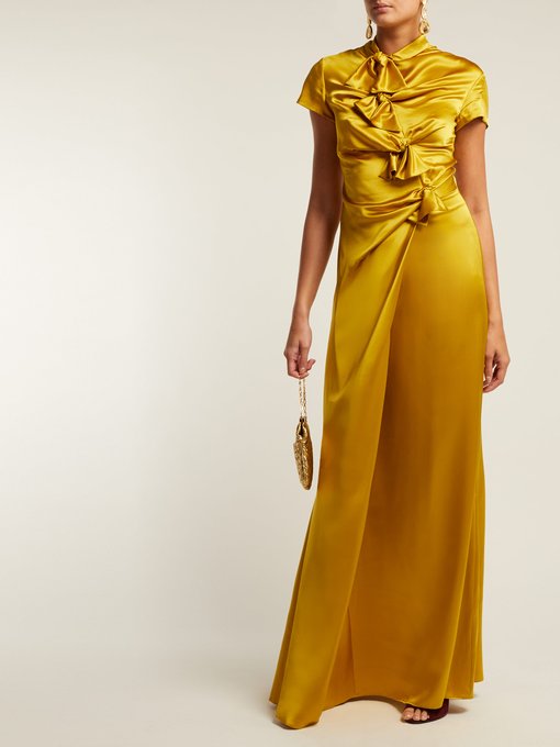 Kelly bow-detail silk-satin dress | Saloni | MATCHESFASHION UK