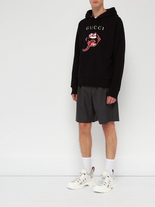 Mouth-print cotton hooded sweatshirt 