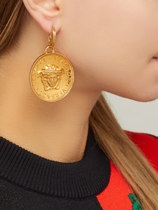 Medusa coin brass earrings | Versace 